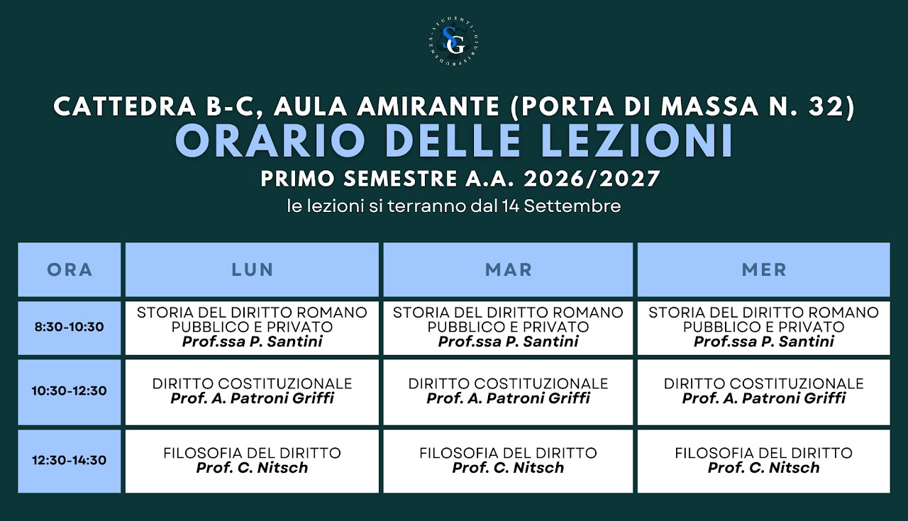 Orario delle lezioni della cattedra B-C