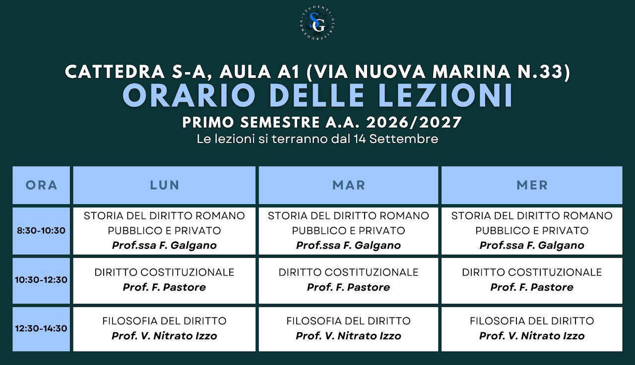 Orario delle lezioni della cattedra S-A